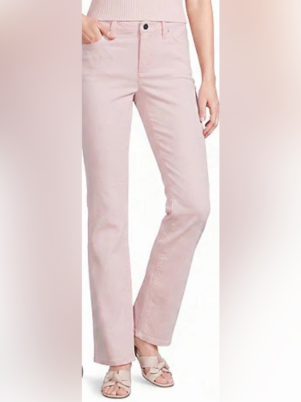 Jones New York Women's Pink Straight-Leg Stretch Denim Jeans